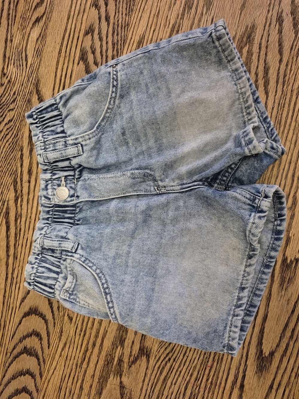 & Denim Kids Light Wash Elastic Waist Denim Shorts